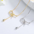 wholesale S925 sterling silver knotted necklace for women, small unique design collarbone chain, ins minimalist elegant luxury viral jewelry-0-0