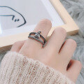 wholesale S925 Sterling Silver Creative Design Money Bag Black Zircon Ring, Vintage Literary and Artistic Minimalist Adjustable Index Finger Ring for Women-0-3