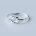 wholesale S925 Sterling Silver Nalan Women's Ring Minimalist Line Double-Layer Knot Diamond Open Adjustable Index Finger Ring J0860-0-1