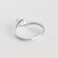 wholesale S925 Silver Women's Minimalist Double Diamond Single Ring Intertwined Love Open-End Tail Ring with Diamond-0-2