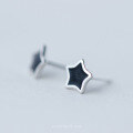 wholesale S925 Sterling Silver Earrings Women Korean Wholesale Black Small Star Ear Studs Artistic Five-Point Star Ear Accessories E0995-0-4