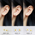 wholesale S925 Silver Ear Studs for Women, Korean Style Small Fresh Simple Flower Daisy Plain Silver Jewelry Wholesale E0430-0-3