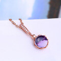 wholesale 925 Sterling Silver New Natural Amethyst Diamond-Inlaid Necklace Pendant Korean Japanese Style One-Piece Drop Shipping-0-1