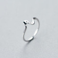 wholesale S925 Silver Ring Women's Korean Style Fashion Minimalist Heartbeat Ring Wave Open Adjustable Ring J2550-0-1