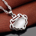 wholesale S925 Silver Korean Fashion Cat's Eye Vitallity Pendant Necklace Women's Collarbone Chain Elegant and Trendy Jewelry-0-3