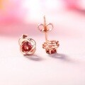 wholesale S925 Sterling Silver Japanese and Korean Fashion Four-Leaf Clover Earrings Women's Natural Garnet Lucky Clover Ear Jewelry Wholesale-0-1