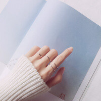 wholesale S925 Sterling Silver Women's Korean Style Minimalist Smooth Ring Joint Tail Ring Jewelry J3396-S925 silver ring Adjustable opening