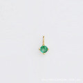 wholesale 9K Gold Japanese Wholesale Jewelry Four-Leaf Clover Natural Emerald Pendant DIY Necklace Earrings-0-5
