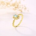 wholesale 925 Sterling Silver Plated with Colorful Gold Japanese-style Diamond Light Luxury Floral Retro Adjustable Ring with Peridot-0-3