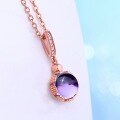 wholesale 925 Sterling Silver New Natural Amethyst Diamond-Inlaid Necklace Pendant Korean Japanese Style One-Piece Drop Shipping-0-3