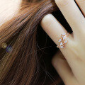 wholesale S925 silver women's Korean-style fashion diamond-encrusted small leaf open ring olive branch single ring loop J3360-0-0