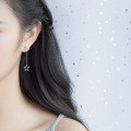 wholesale Sterling Silver S925 Star Earrings for Women Korean-style Hollow Five-Pointed Star Long Drop Ear Studs Sweet Dangle Ear Jewelry E6193-0-1