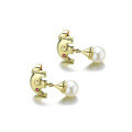 wholesale 9K Gold Japanese and Korean New Style Love Elephant Earrings Natural Freshwater Pearl Ear Studs Drop Shipping-0-4