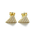 wholesale 9K Gold Full Diamond Triangle Stud Earring Single for Women, Same Style Zircon Earring Source Factory One-Piece Drop Shipping-0-4