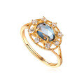wholesale Metal material first: Vintage London blue topaz ring, wholesale of new elegant ladies' court-style rings-0-5