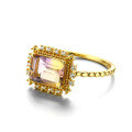 wholesale 9K gold vintage rectangular natural ametrine ring for women Jewelry source factory-0-1
