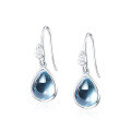 wholesale Metal material first, new Korean-style fashionable and versatile sky blue topaz earrings, sweet drop ear hooks, precision factory wholesale-0-4
