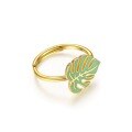 wholesale S925 Silver Summer Fresh Monstera Leaf Design Open Adjustable Ring,-0-2