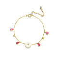 wholesale 9K Solid Gold Dainty Shell Flower Bracelet for Women, Korean-style Versatile Fringe Hand Jewelry-0-5