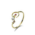 wholesale 9K Gold Artli Jewelry Spring New Natural Freshwater Pearl Heart Moon Ring, Simple and Logo Customizable-0-5