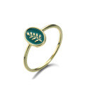 wholesale 9K Gold Jewelry Enamel Spring Leaf Ring Women's Japanese-style Minimalist Fashion Ring Wholesale-0-5
