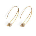 wholesale 9K Gold Simple and Exquisite Fashion OL Natural Freshwater Pearl Earrings Japanese Light Luxury Jewelry Design Ear Hooks-0-4