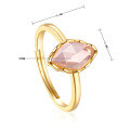 wholesale Fine Silver Japanese and Korean Trendy Influencer Index Finger Knuckle Ring, Student Personality Pink Quartz Rose Quartz Ring, Exquisite Craftsmanship-0-4