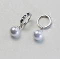 wholesale S925 Sterling Silver Minimalist Millgrain White Synthetic Pearl Short French Earrings E5522-0-3