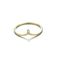wholesale 9K Solid Gold V-Shaped Plain Ring for Women, Retro and Versatile Design-0-1
