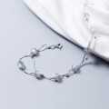 wholesale S925 Silver Double Layer Moonstone Bracelet for Women, Gradient Gray Moonstone Labradorite Crystal Jewelry S2460-0-2