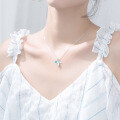 wholesale S925 silver mermaid tail necklace with sweet blue crystal pendant for women D4200-0-3
