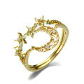 wholesale 9K Gold Yili New Wholesale Jewelry Zircon Minimalist Fashion Stackable Moon Ring for Women-0-1