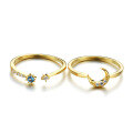 wholesale 9K Gold Japanese and Korean Light Jewelry Star and Moon Legend Ring for Women, Minimalist Open Adjustable Stacking Ring Wholesale Direct from Manufacturer-0-4