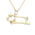 wholesale 9K Gold Natural Freshwater Pearl Cute Pig Pendant Women's Necklace Sweater Chain Pendant, Yili Jewelry-0-1
