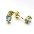 wholesale 9K Gold New Natural London Blue Topaz Basic Stud Earrings for Women, Versatile Subtle Earrings-0-1