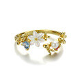 wholesale 9K gold Japanese-style luxury Alice open-adjustable natural shell flower pearl ring for women Same style-0-4