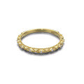 wholesale 14K Gold Japanese-style Light Jewelry Baroque Embossed Zirconia Ring Women's Minimalist Stacking Ring-0-1