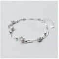 wholesale Metal S925 silver women's large and small ball double-layer chain Korean style fashion bracelet jewelry wholesale S0240-0-4