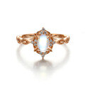 wholesale 9K/14K Gold Vintage Court-Style Natural Moonstone Ring for Women, Versatile and Elegant-0-4