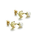 wholesale 9K Gold Japanese and Korean New Style Love Elephant Earrings Natural Freshwater Pearl Ear Studs Drop Shipping-0-1
