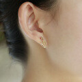 wholesale 9K Gold Light Luxury Versatile Women's Earrings New Style Minimalist Ear Cuffs with Pendant In Stock-0-2