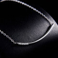 wholesale S925 Silver Jewelry, Simple and Fashionable Korean Style Curved Tube Zircon Inlaid Set Chain Women's Collarbone Chain Smile Necklace-0-3