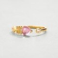 wholesale S925 Sterling Silver Japanese Light Luxury Cute Pink Crystal Small Fish Tail Adjustable Ring Niche Design Women's Jewelry Accessories-0-1