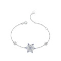 wholesale Sterling silver with hand-set blue spinel and white zircon snowflake Christmas bracelet, Japanese and Korean light luxury hand accessory,-0-4