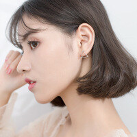 wholesale S925 silver stud earrings for women, minimalist dimension ear clasp, triangular stud, 3D geometric earrings, ear accessories E389-S925 silver rose gold 925 silver