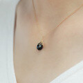 wholesale 9K Gold Natural Black Agate Pendant Women's Retro Luxury Minimalist Necklace Yili Jewelry Wholesale-0-3