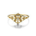 wholesale 14K/10K/18K Gold Natural Full-Cut Diamond Hollow Four-Leaf Clover Ring for Women Jewelry-0-4