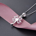 wholesale S925 Sterling Silver Korean Elegant Versatile Zircon-Inlaid Collarbone Necklace with Four-Leaf Clover Pendant for Women Wholesale-0-2