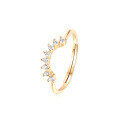 wholesale S925 Sterling Silver 9K Gold Plated White Zirconia Ring, European and American Style Fashion Elegant Women's Jewelry Cross-border Accessories-0-5