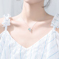 wholesale S925 silver mermaid tail necklace with sweet blue crystal pendant for women D4200-0-2